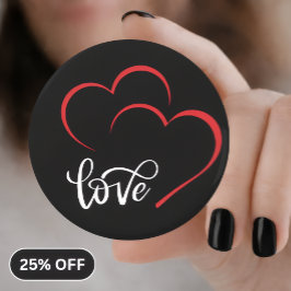 Abrebotellas Double Heart 'Love' Badge/Pin Button