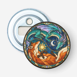 Abrebotellas Dragon Fox Vidrio Emplomado Celeste