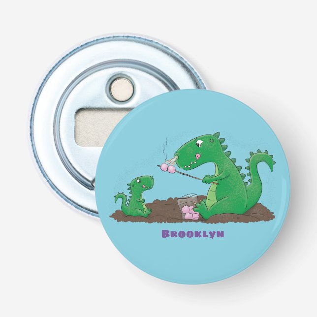 Abrebotellas dragones cortos asando malvaviscos personalizado (Anverso)