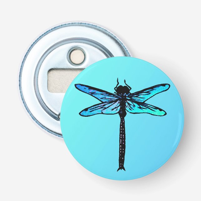 Abrebotellas Dragonfly japonés vintage, azul turquesa (Anverso)