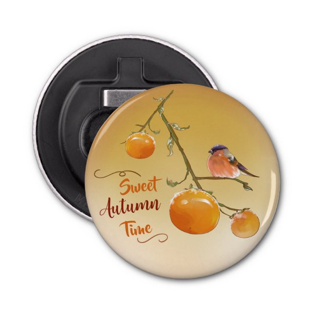 Abrebotellas Dulce Naranja de otoño Persimmon Fruits & Aves (Anverso)