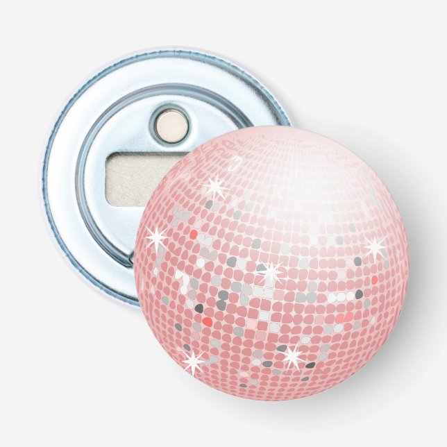 Abrebotellas Dusty Pink Disco Ball Retro 70 (Anverso)