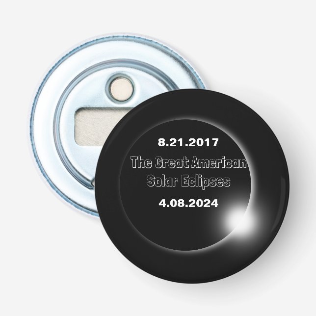 Abrebotellas Eclipse solar con doble fecha 2024 & 2017 (Anverso)