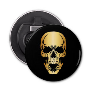 Abrebotellas Edgy Trendy Black & Gold Skull Pattern