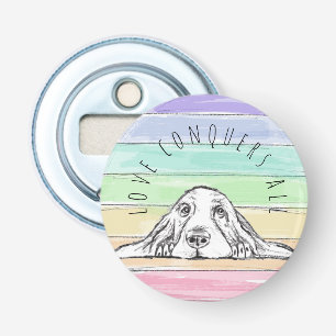 Abrebotellas el amor conquista todo perro arcoíris basset hound