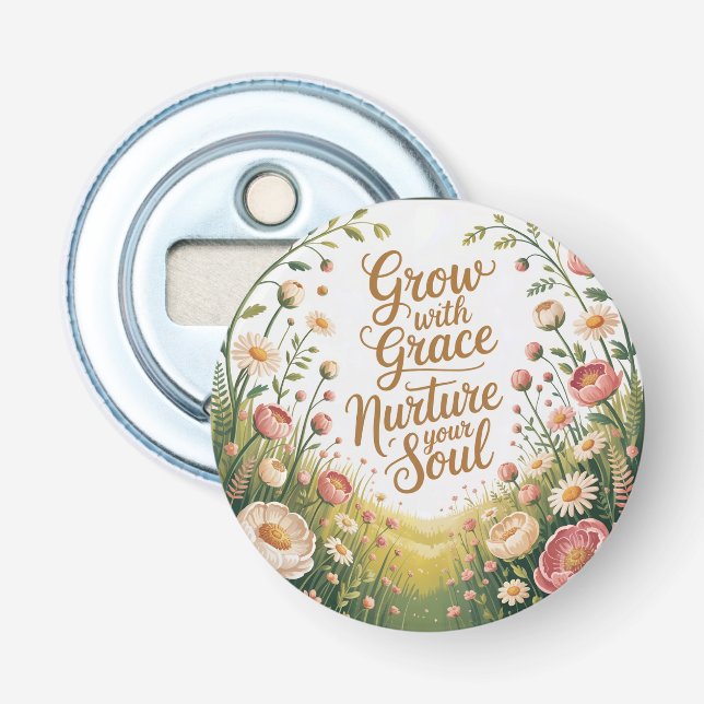 Abrebotellas El Camino De Jardín Crecen Con Cita De Gracia (Anverso)