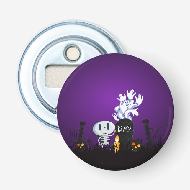 Abrebotellas El cementerio de Halloween Spooky Cute Skeleton y  (Anverso)
