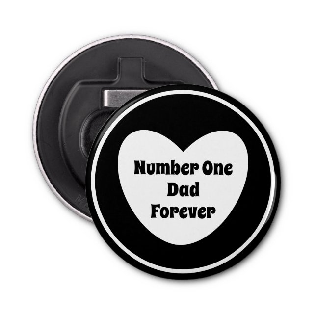 Abrebotellas El corazón moderno blanco y negro número uno de pa (Anverso)