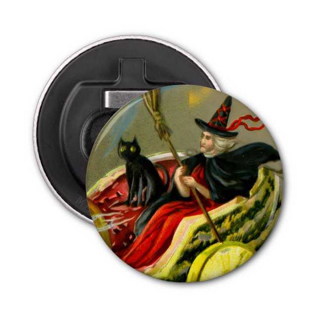 Abrebotellas El gato negro y la bruja de Halloween (Anverso)