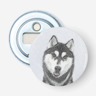 Abrebotellas El Husky Siberiano (blanco y negro) pinta arte de 