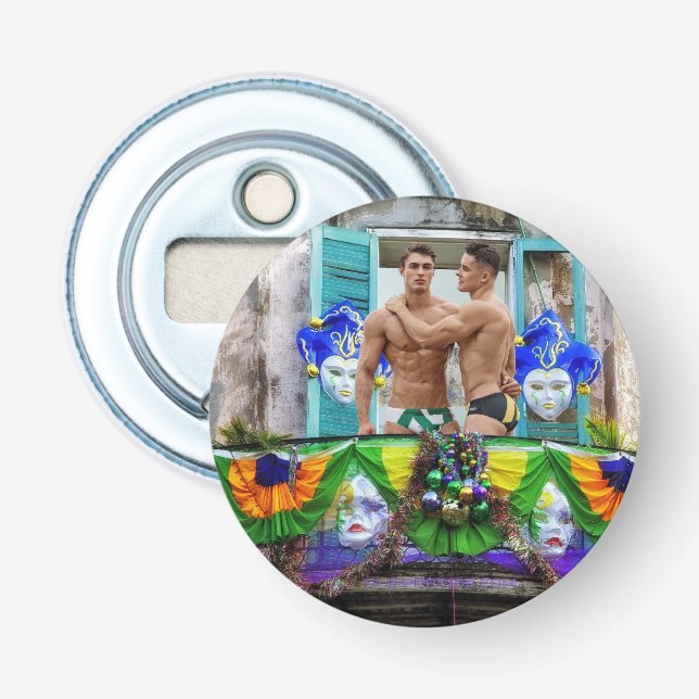 Abrebotellas El Mardi Gras de SlipperyJoe Hombres Púrpura de co (Anverso)