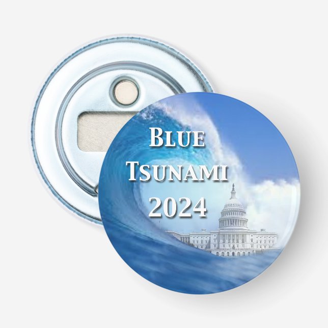 Abrebotellas Elecciones Blue Tsunami 2024 (Anverso)