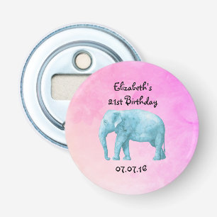 Abrebotellas Elefante azul claro personalizado en acuarela Cump