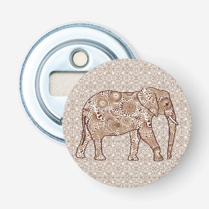 Abrebotellas elefante de remolino fractal - marrón y taupe