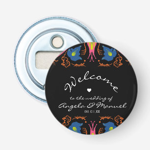Abrebotellas Elefante Indio Floral Negro Boda