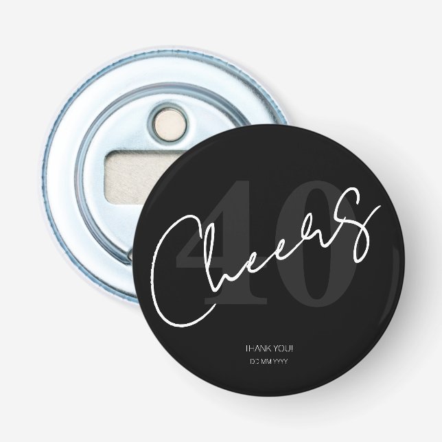 Abrebotellas Elegant Black and White Forty 40th Birthday (Anverso)