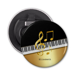 Abrebotellas Elegant Modern Black Gold Music Notes,Piano Keys