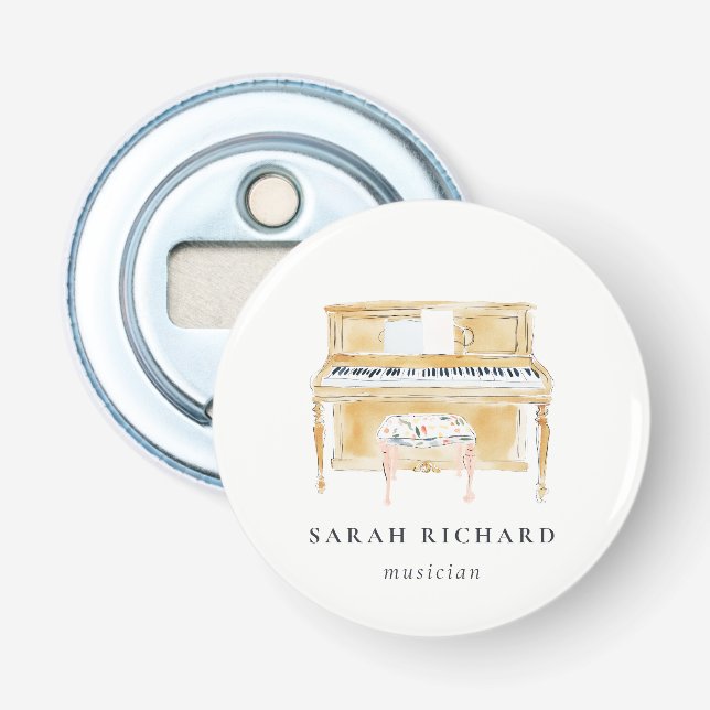 Abrebotellas Elegant Watercolor Piano Musician Music Teacher (Anverso)