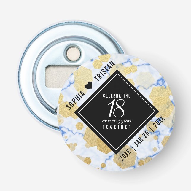 Abrebotellas Elegante 18º Aniversario del Boda de Porcelana (Anverso)