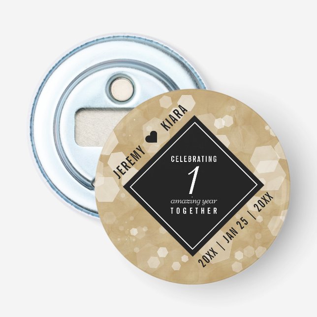 Abrebotellas Elegante 1er aniversario de Boda de papel (Anverso)