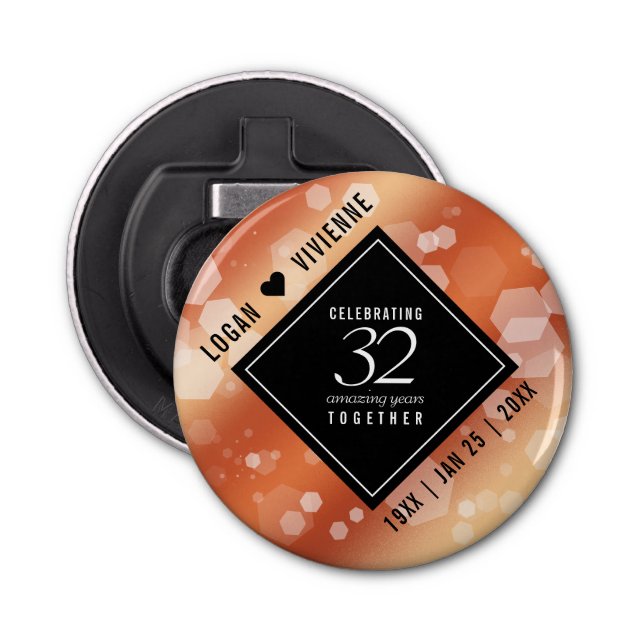 Abrebotellas Elegante 32° Aniversario del Boda de Bronce (Anverso)