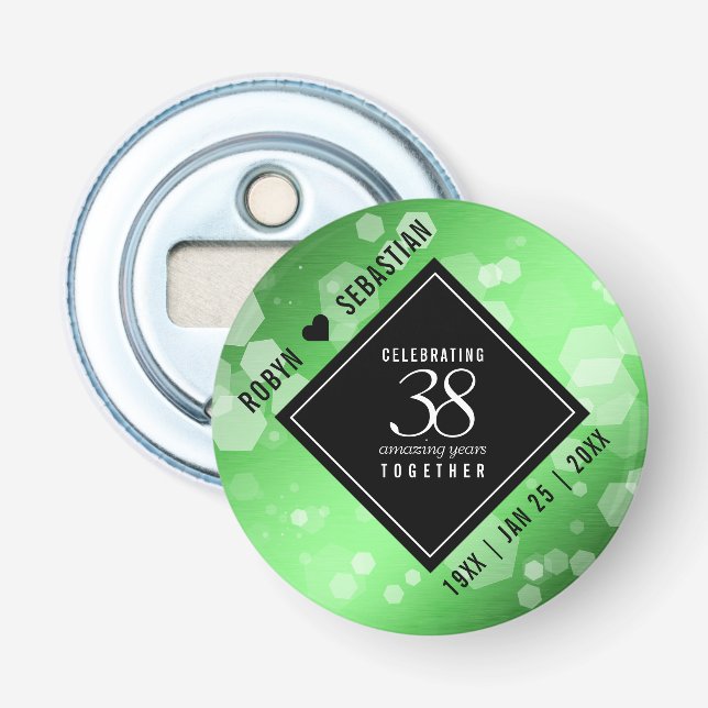 Abrebotellas Elegante 38º Aniversario de Bodas de Esmeralda (Anverso)