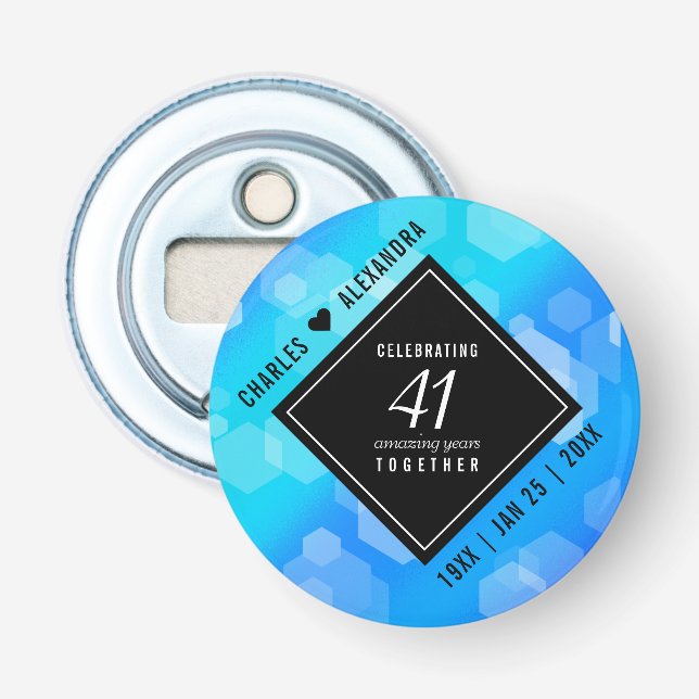 Abrebotellas Elegante 41° Aniversario del Boda de Topaz Azul (Anverso)