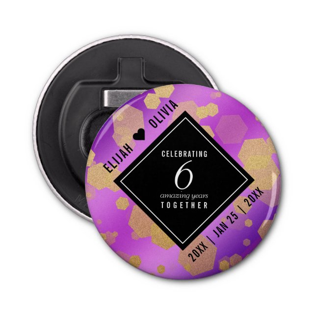 Abrebotellas Elegante 6º Aniversario Ametista Boda Op (Anverso)