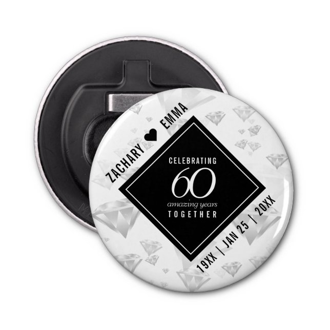 Abrebotellas Elegante 60° Aniversario del Boda del Diamante (Anverso)