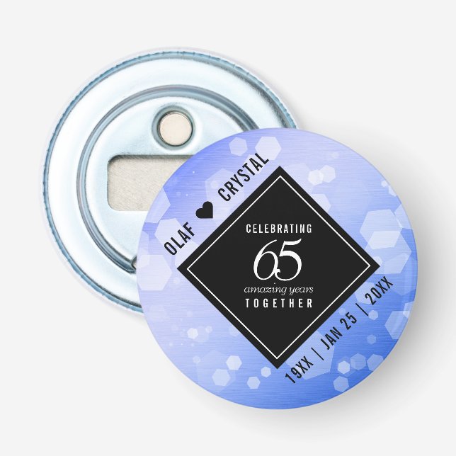 Abrebotellas Elegante 65º Aniversario del Boda de Zafiro Azul (Anverso)