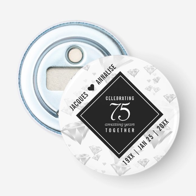 Abrebotellas Elegante 75° Aniversario del Boda del Diamante (Anverso)