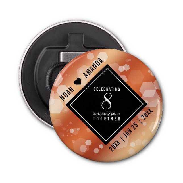 Abrebotellas Elegante 8° Aniversario del Boda de Bronce (Anverso)