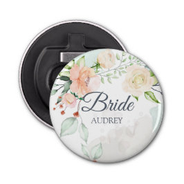 Abrebotellas Elegante acuarela floral novia personalizada