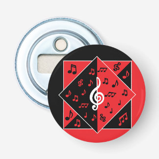 Abrebotellas Elegante Art Deco Music Notes Red Black White