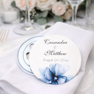 Abrebotellas Elegante azul marino polvoriento Flores Boda 