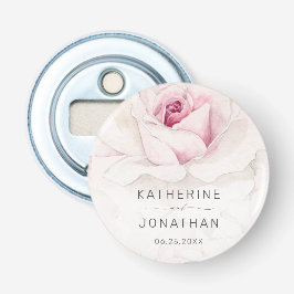 Abrebotellas Elegante Boda de escritura floral rosa rosa de col