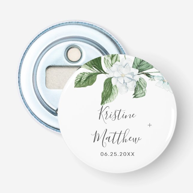 Abrebotellas Elegante Boda de Wreath floral blanco (Anverso)