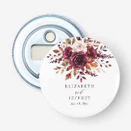 Abrebotellas Elegante Boda Floral Otoño Burgundy Boho