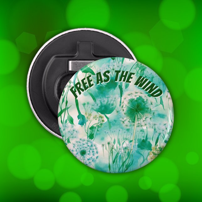 Abrebotellas Elegante Dandelion Monograma Verde y Blanco | (Subido por el creador)