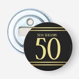 Abrebotellas Elegante Día de Oro Masculino y Nacimiento Negro