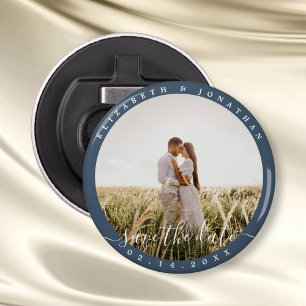 Abrebotellas Elegante Dusty Blue Photo Wedding Salven La Fecha