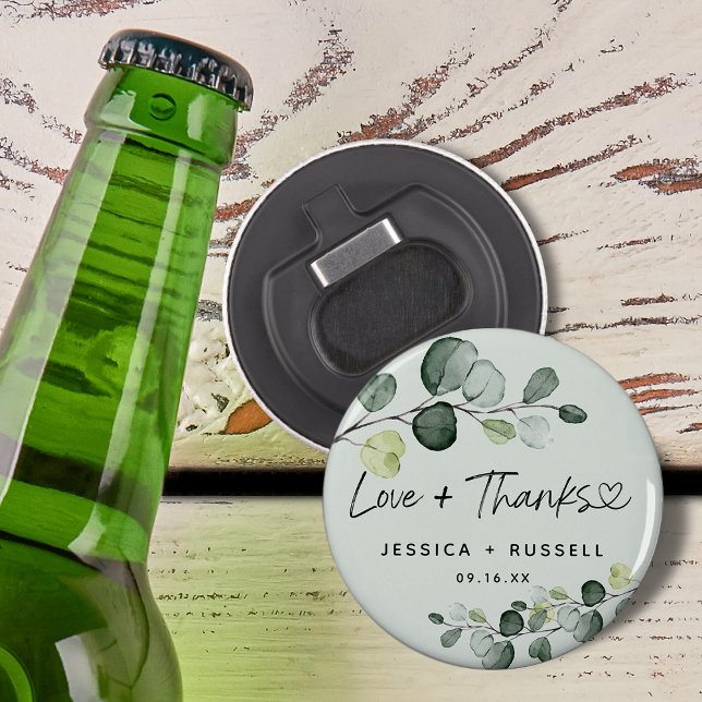 Abrebotellas Elegante Eucalipto Gracias Boda (Elegant Eucalyptus Thank You Wedding Bottle Opener)