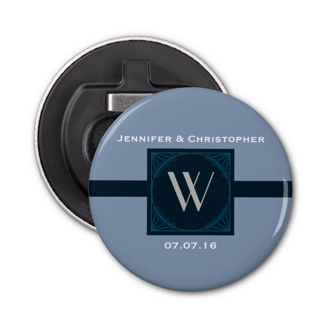 Abrebotellas Elegante Favor de Boda Monograma (Anverso)