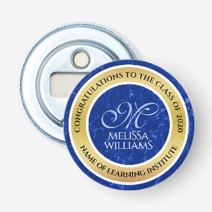 Abrebotellas Elegante Graduación Monograma Relieve metalizado d