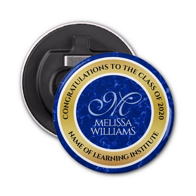 Abrebotellas Elegante Graduación Monograma Relieve metalizado d (Anverso)