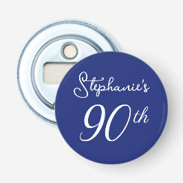 Abrebotellas Elegante Monograma Azul de la Armada 90 cumpleaños