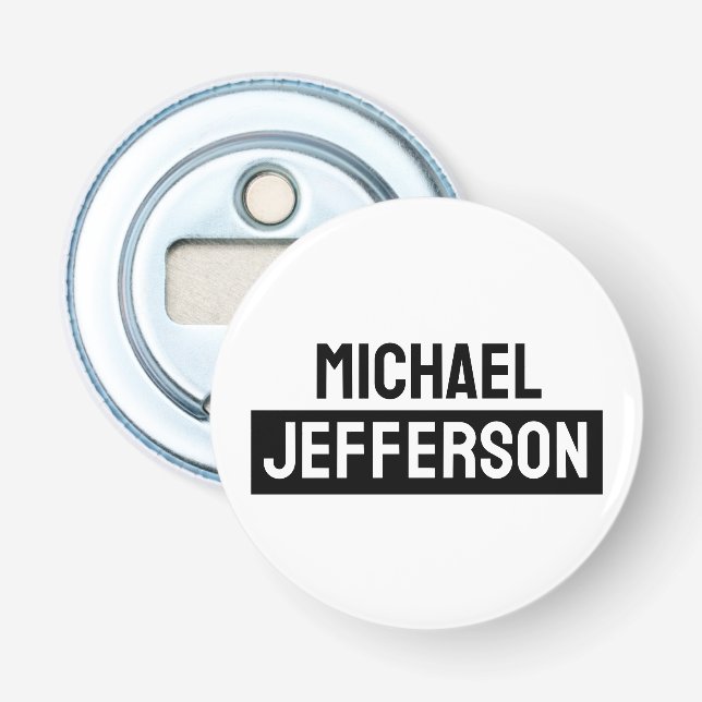 Abrebotellas Elegante Personalizado personalizado blanco negro (Anverso)