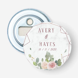 Abrebotellas Elegante Rosa Boda Geométrico Oro