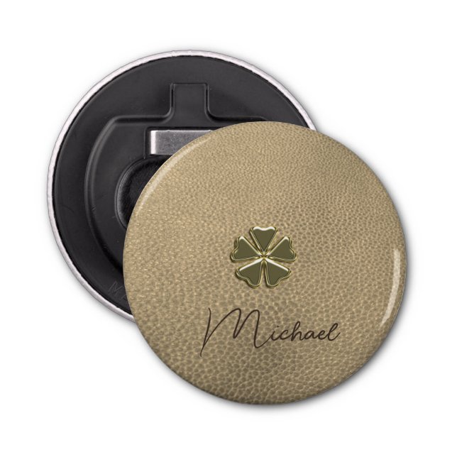Abrebotellas Elegante Shamrock Patrick's Day Leather (Anverso)