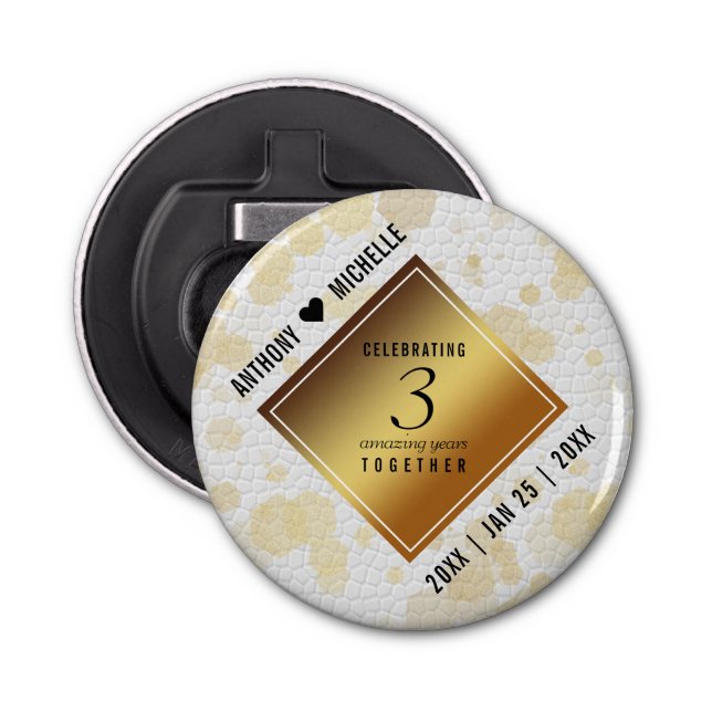 Abrebotellas Elegante tercer aniversario Boda de cuero (Anverso)